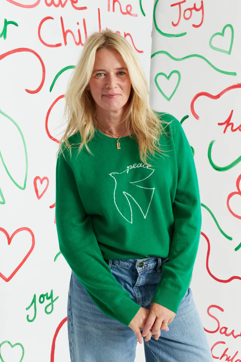 Green Wool-Cashmere Peace Sweater