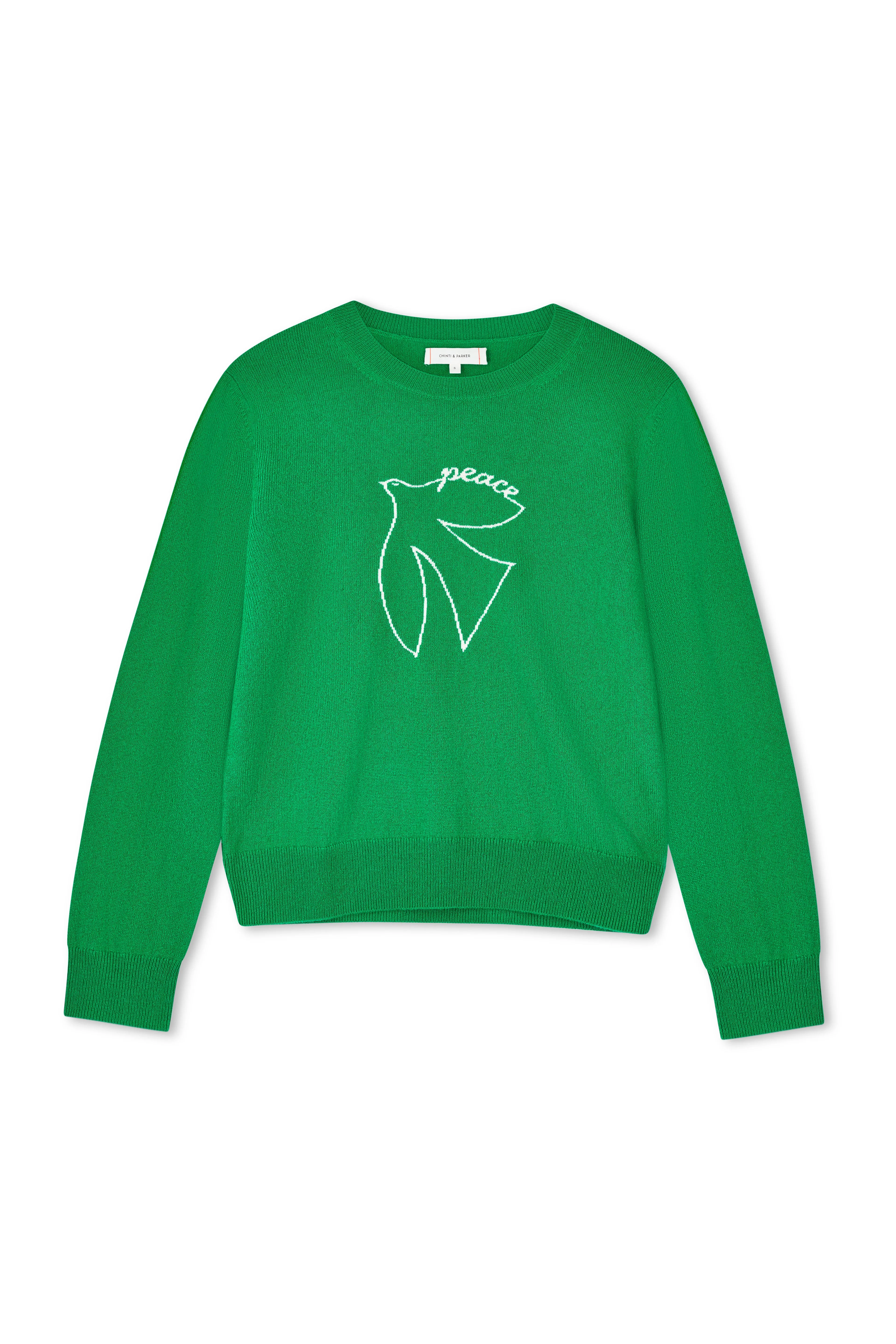 Green Wool-Cashmere Peace Sweater