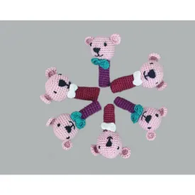 Handcrafted Amigurumi Pencil Topper Bear Random Color ( Set of 6)