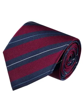 ISAIA Burgundy With Navy Blue Striped Tie