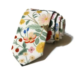 Ivory Strawberry Fields Floral Necktie