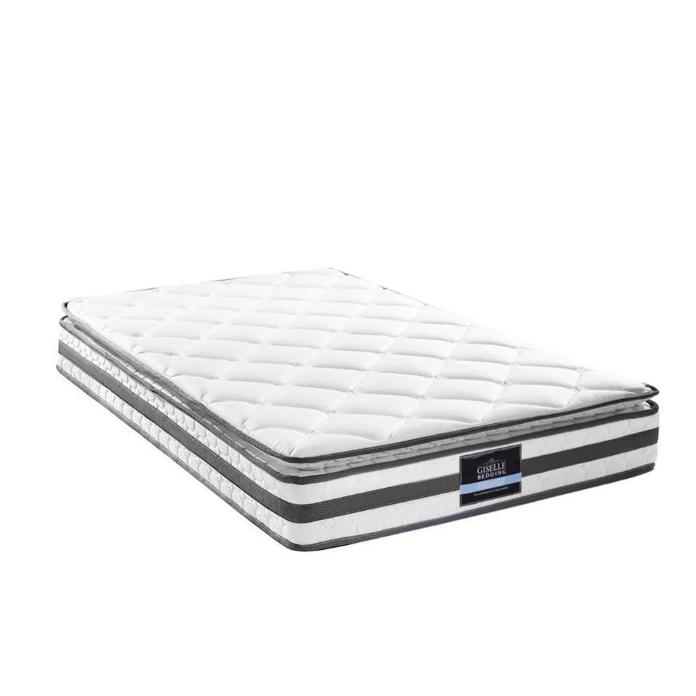 King Single Package | Whitehaven Bed White & Normay Bonnell Spring Pillow Top Mattress (Medium Firm)