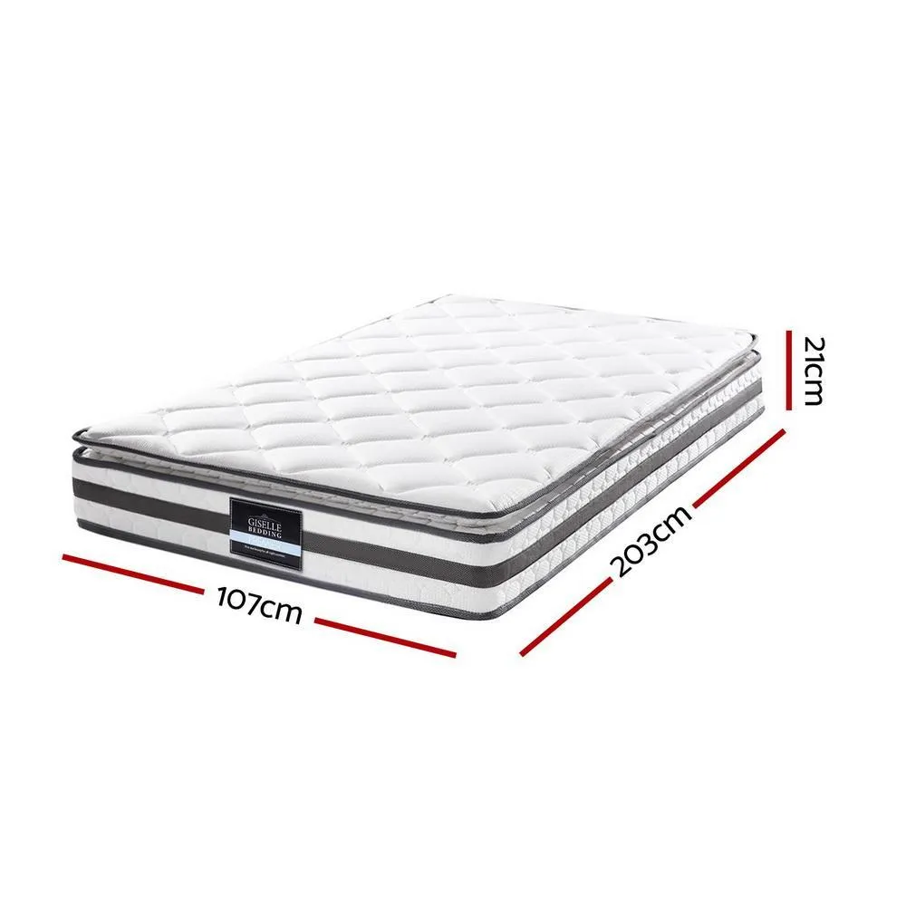 King Single Package | Whitehaven Bed White & Normay Bonnell Spring Pillow Top Mattress (Medium Firm)