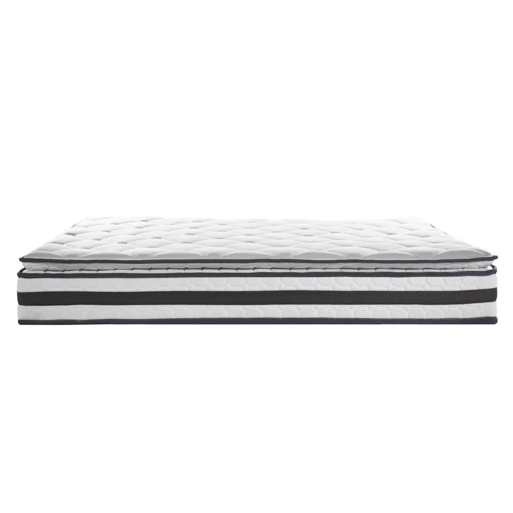 King Single Package | Whitehaven Bed White & Normay Bonnell Spring Pillow Top Mattress (Medium Firm)