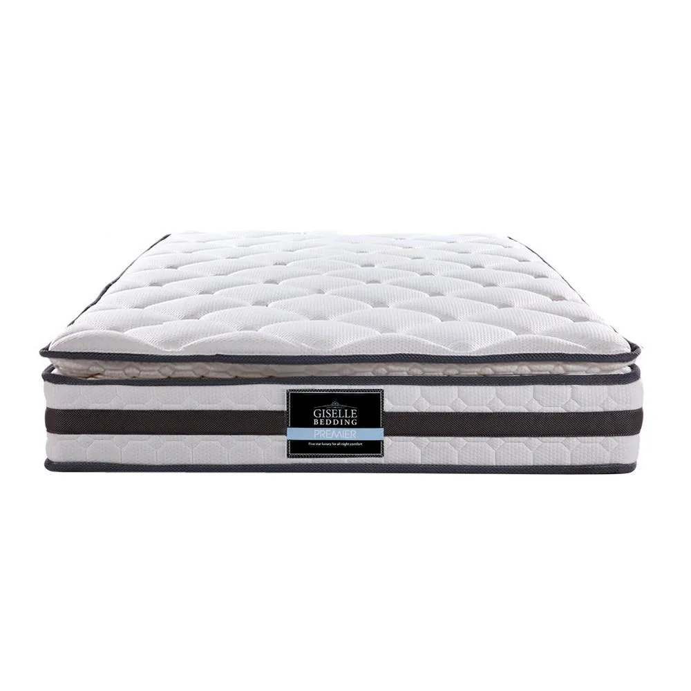 King Single Package | Whitehaven Bed White & Normay Bonnell Spring Pillow Top Mattress (Medium Firm)