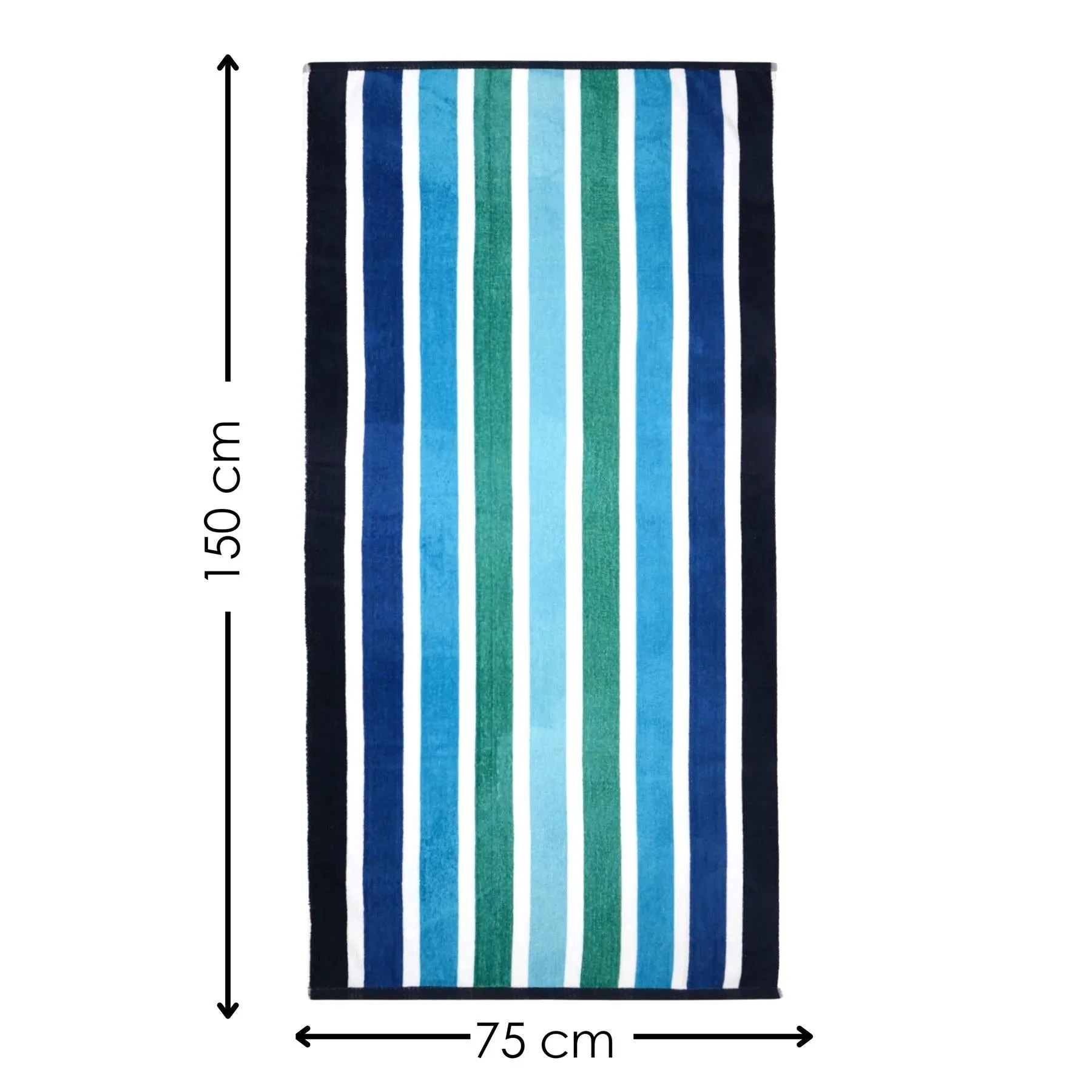 Large Velour Striped Beach Towel (Midnight Oasis)