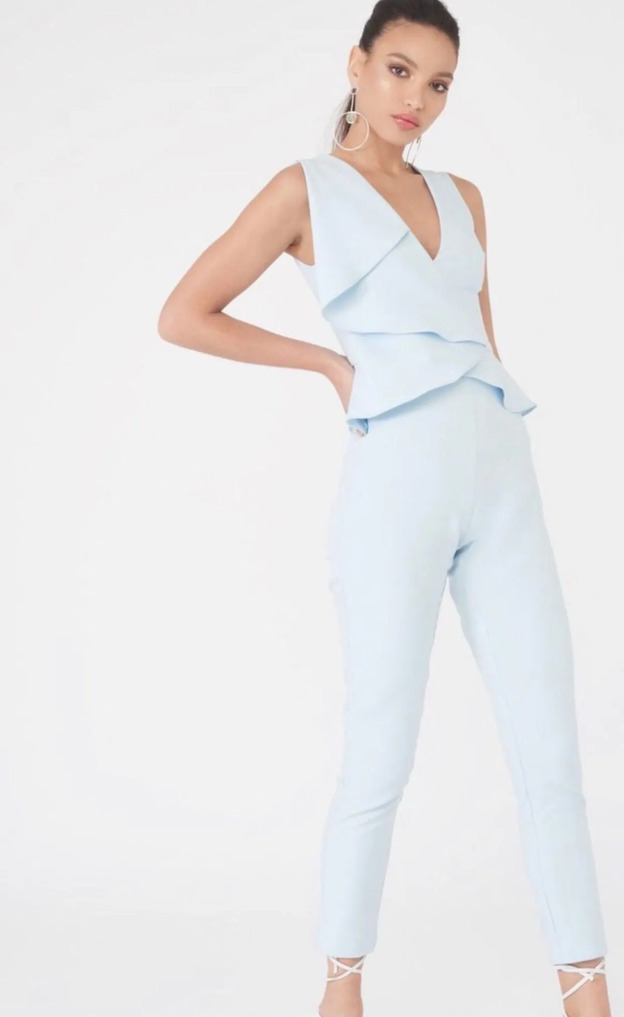 Lavish Alice baby blue peplum jumpsuit