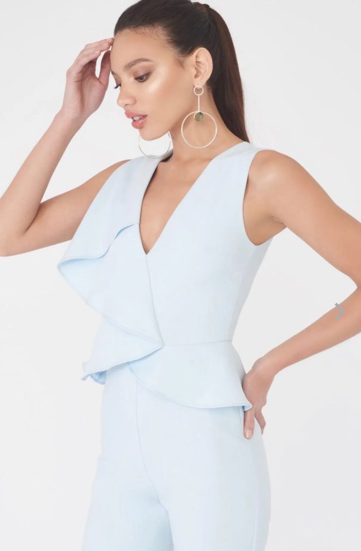 Lavish Alice baby blue peplum jumpsuit