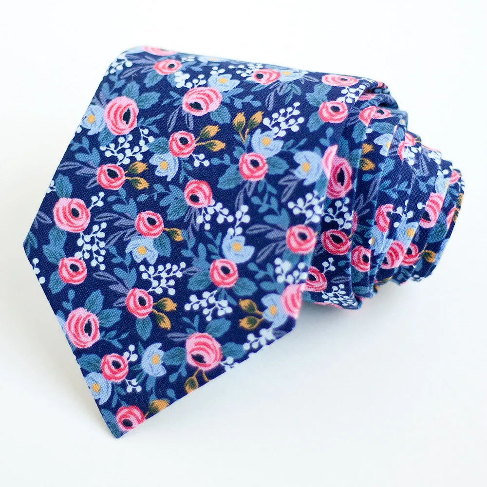 Men's Necktie / Rosa In Navy