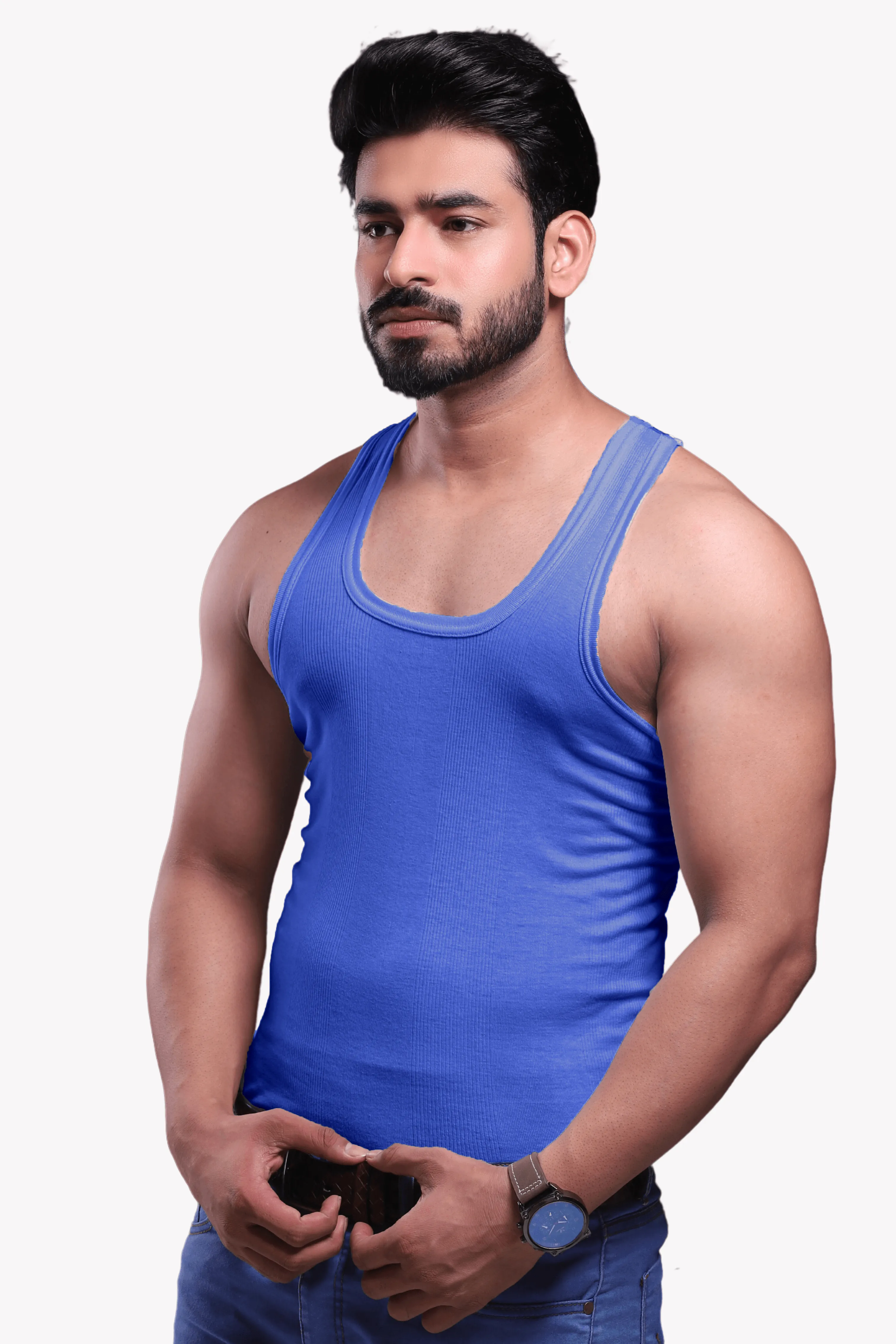 Men's Rib Sleeveless Assorted Vests 707 (Pack of 2)