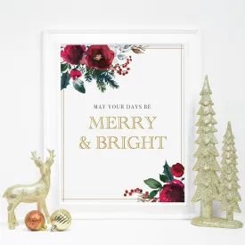 Merry and Bright Sign Printable, Winter Party Printable, INSTANT DOWNLOAD - CG100