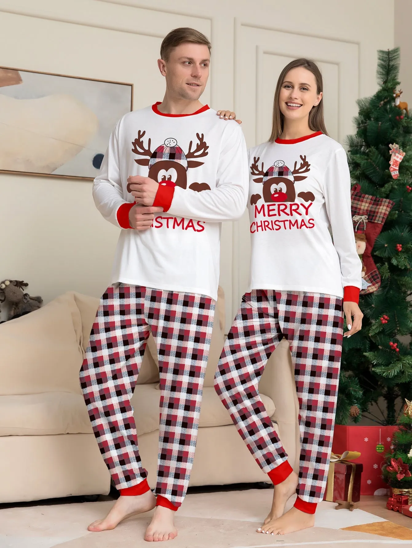 Merry Christmas Printed Family Matching Christmas Pajamas Sets