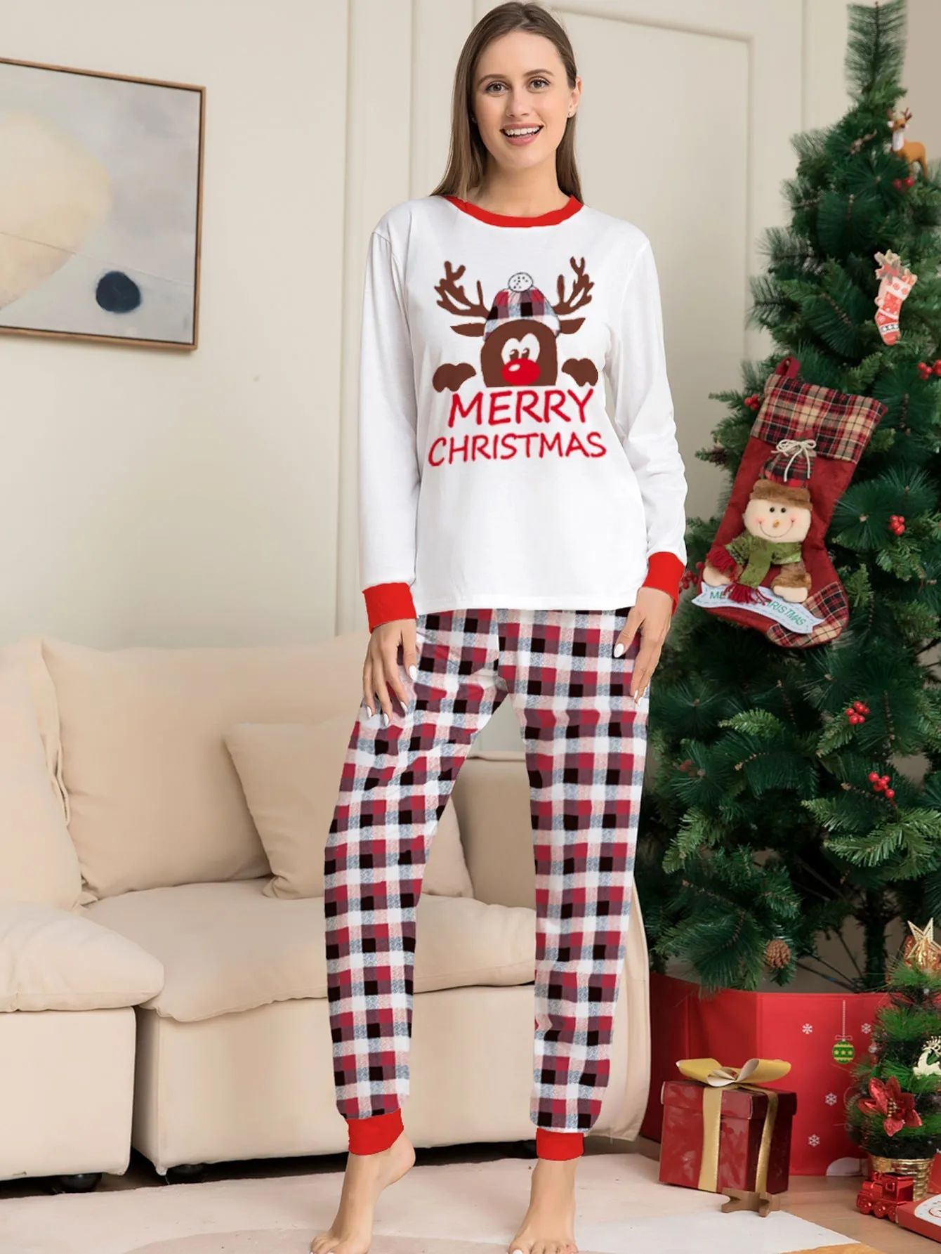 Merry Christmas Printed Family Matching Christmas Pajamas Sets