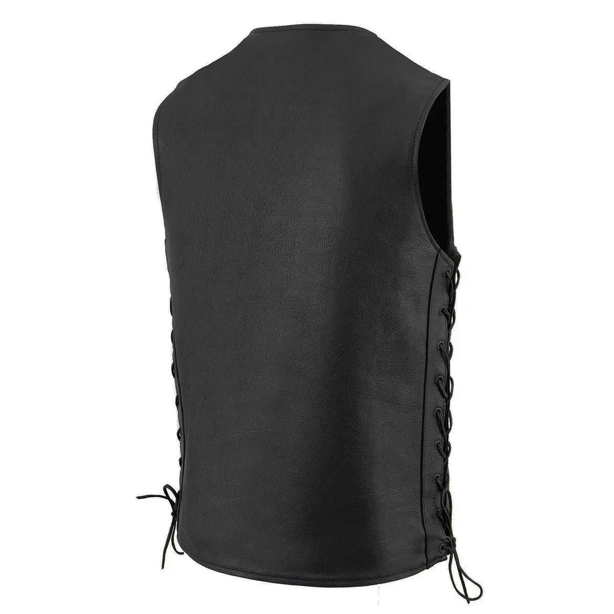 Milwaukee Leather MLM3520 Men's Black Leather Vest - Classic V-Neck