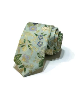 Mint Metallic Colette Floral Necktie