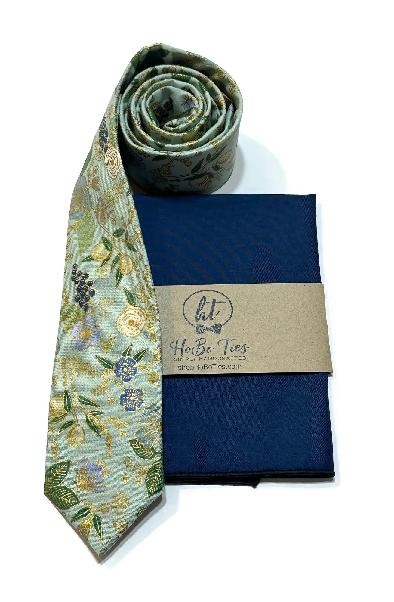 Mint Metallic Colette Floral Necktie