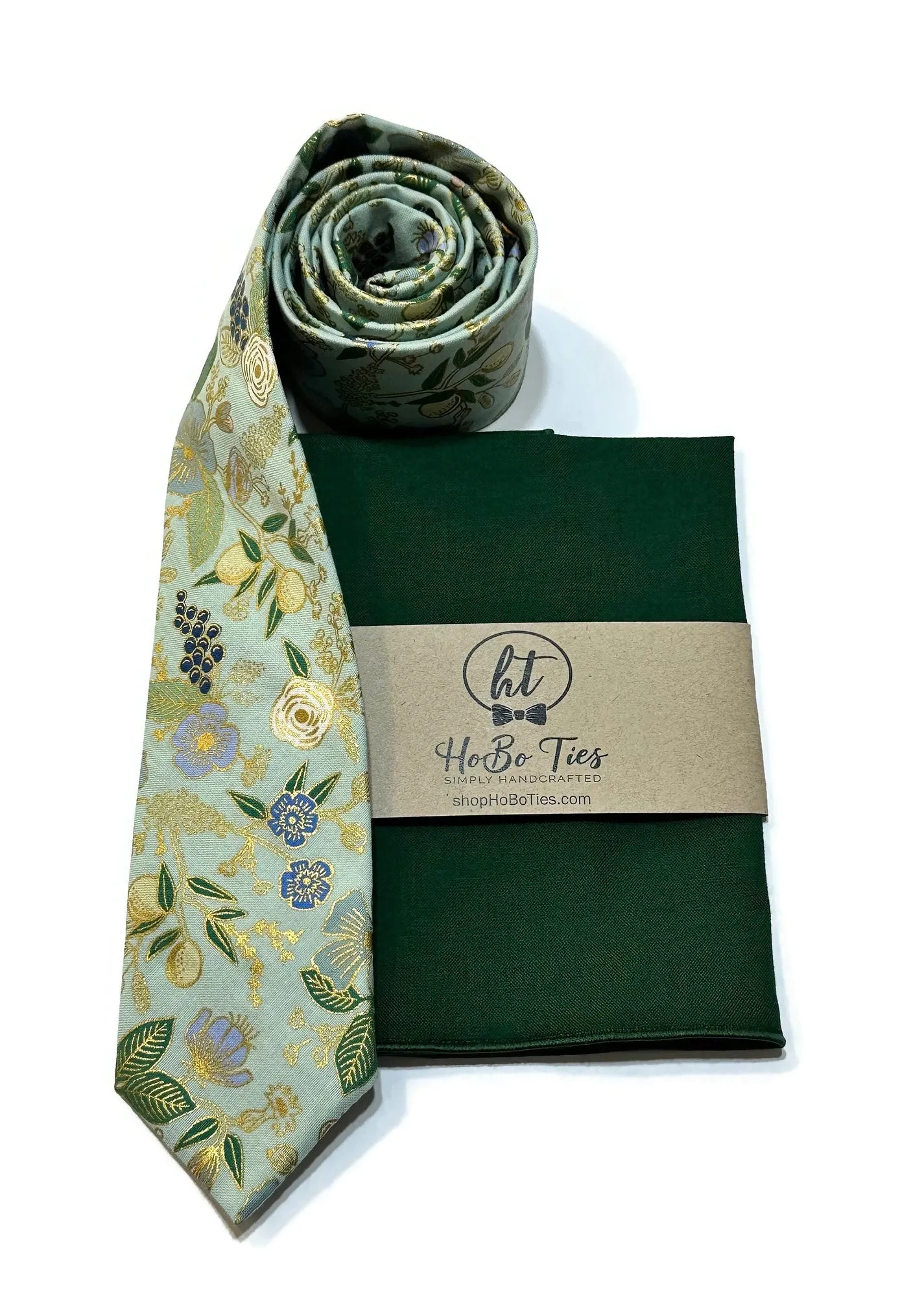 Mint Metallic Colette Floral Necktie