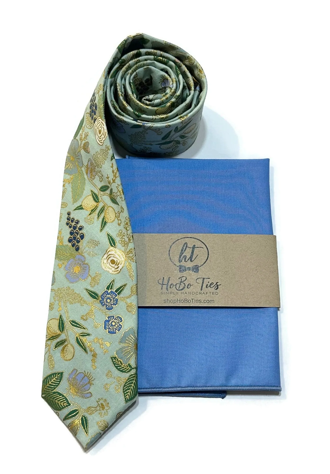 Mint Metallic Colette Floral Necktie