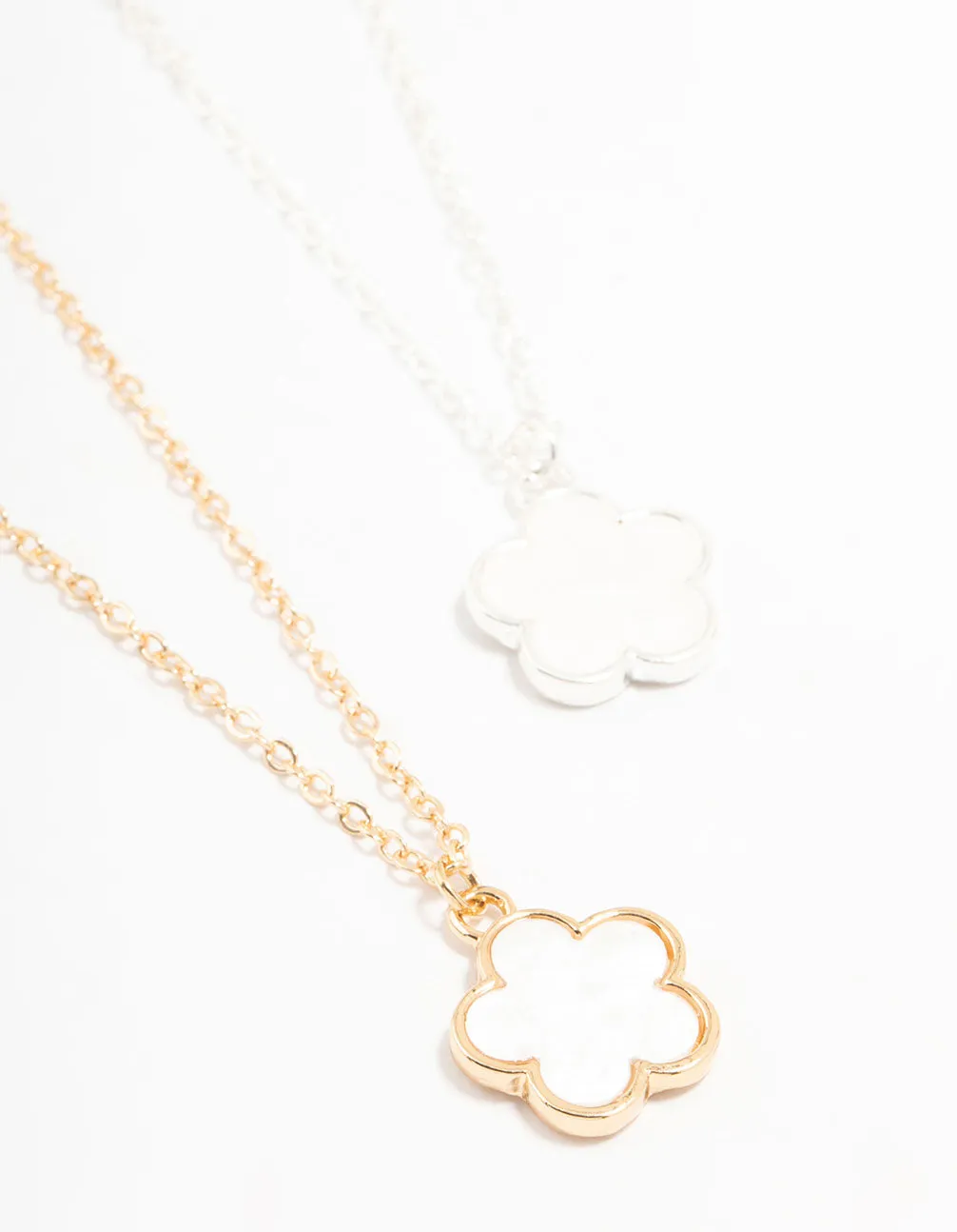 Mixed Metals Flower Necklaces 2-Pack