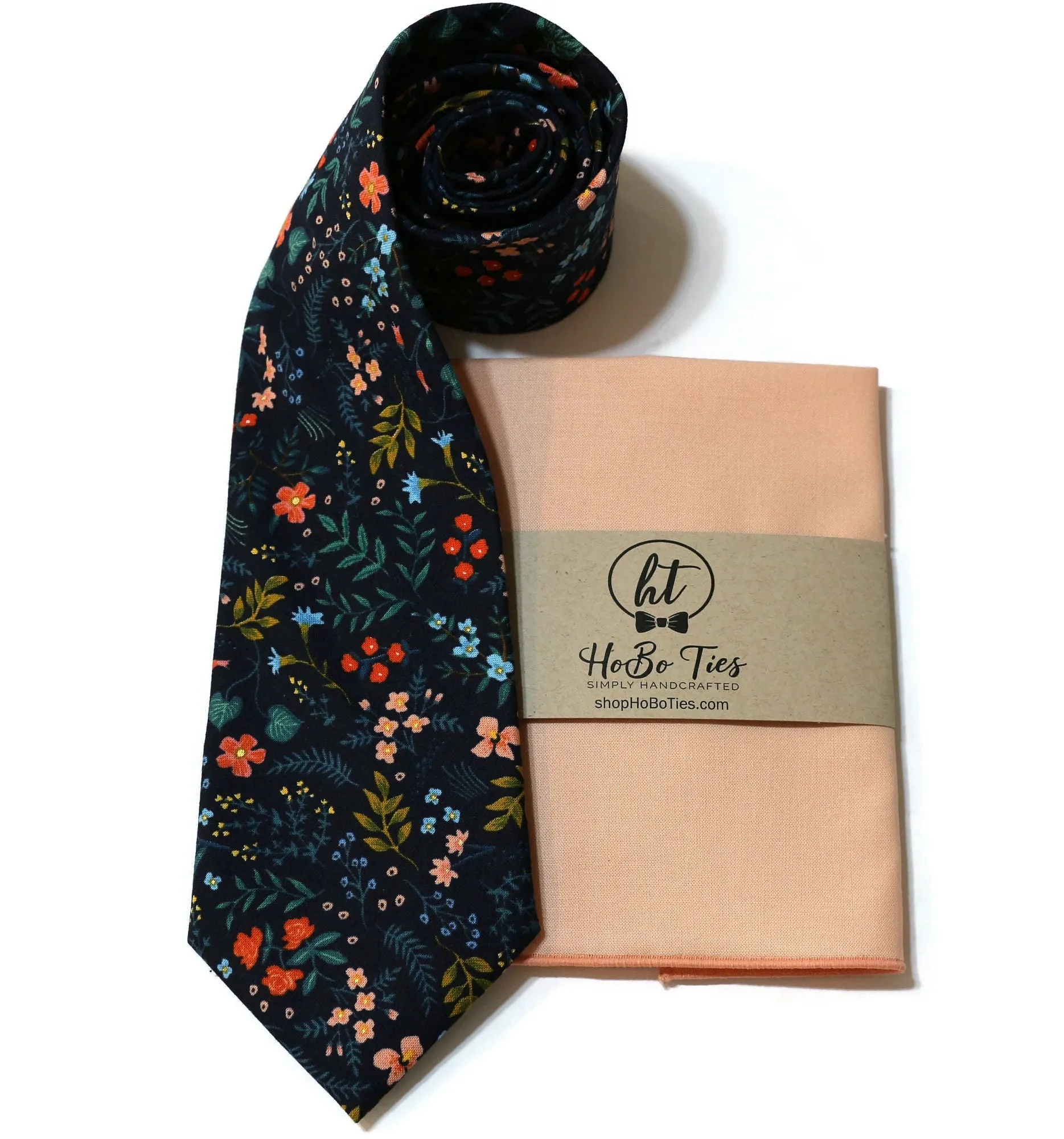 Navy Metallic Wildwood Floral Necktie