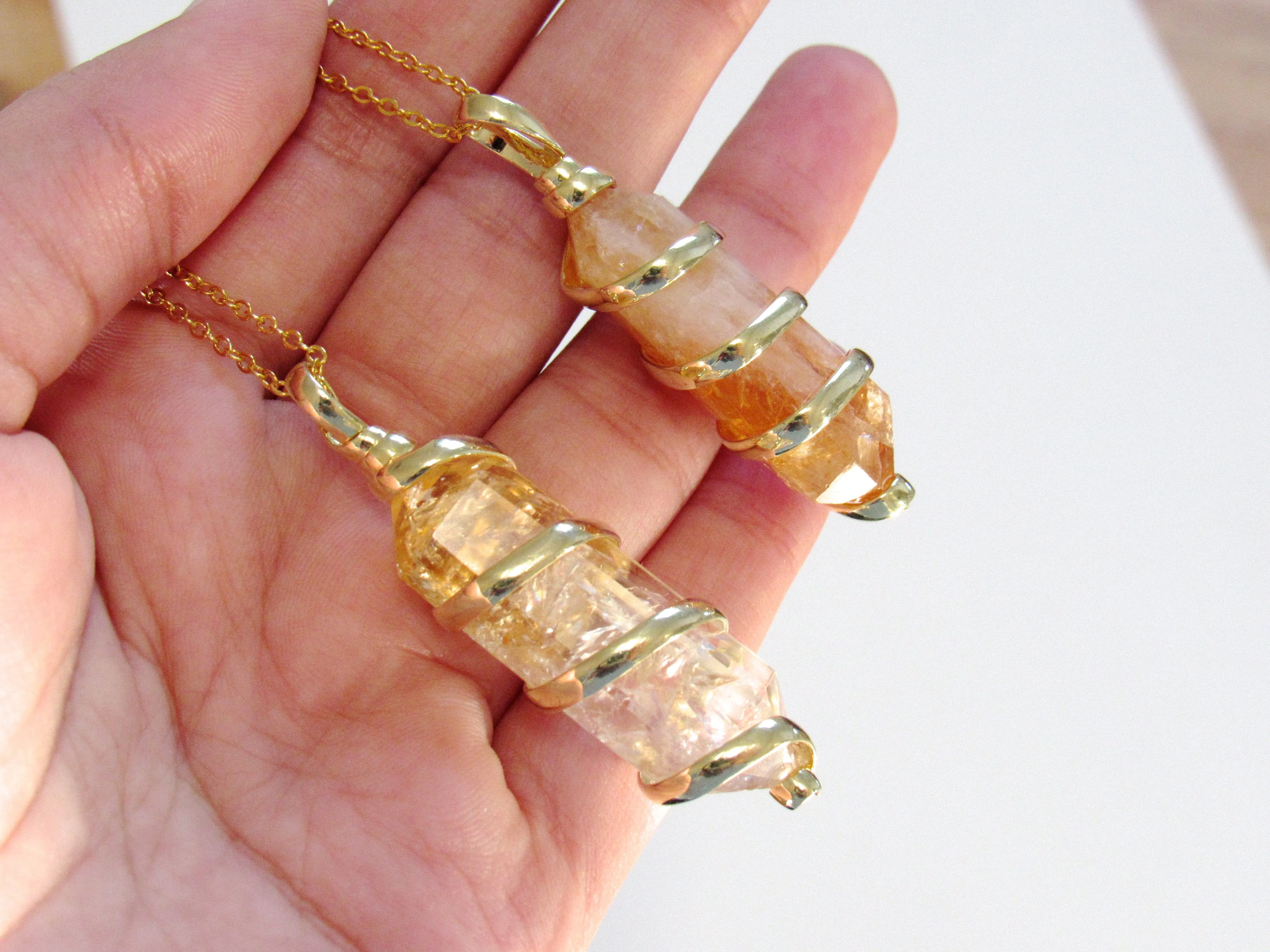 (New!) Gold Wrapped Citrine Necklaces