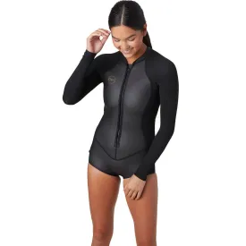 ONeill Womens Bahia 2/1 Front Zip Long Sleeve Surf Suit Glide Blk/Blk/Blk 4