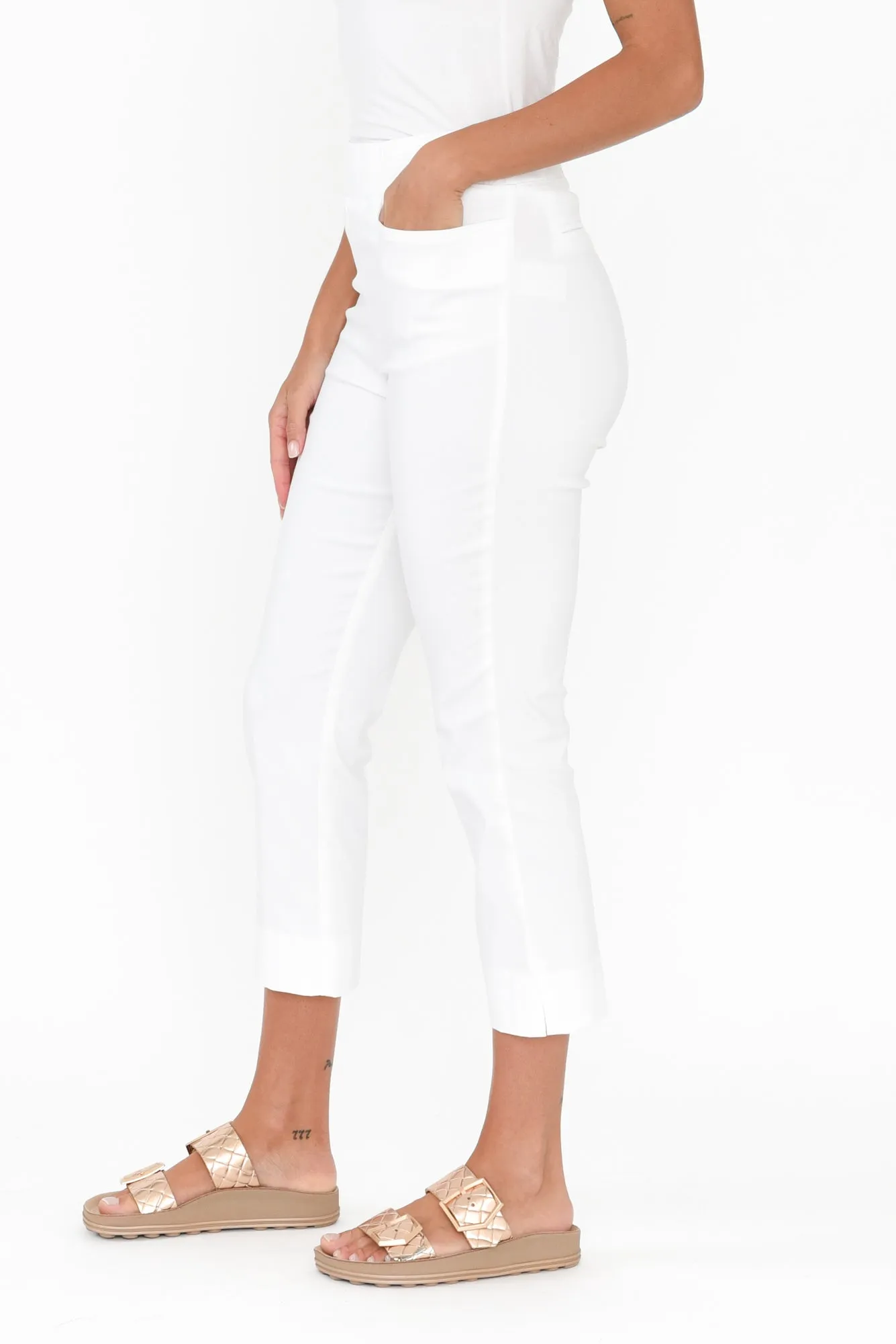 Paula White Stretch Cropped Pants