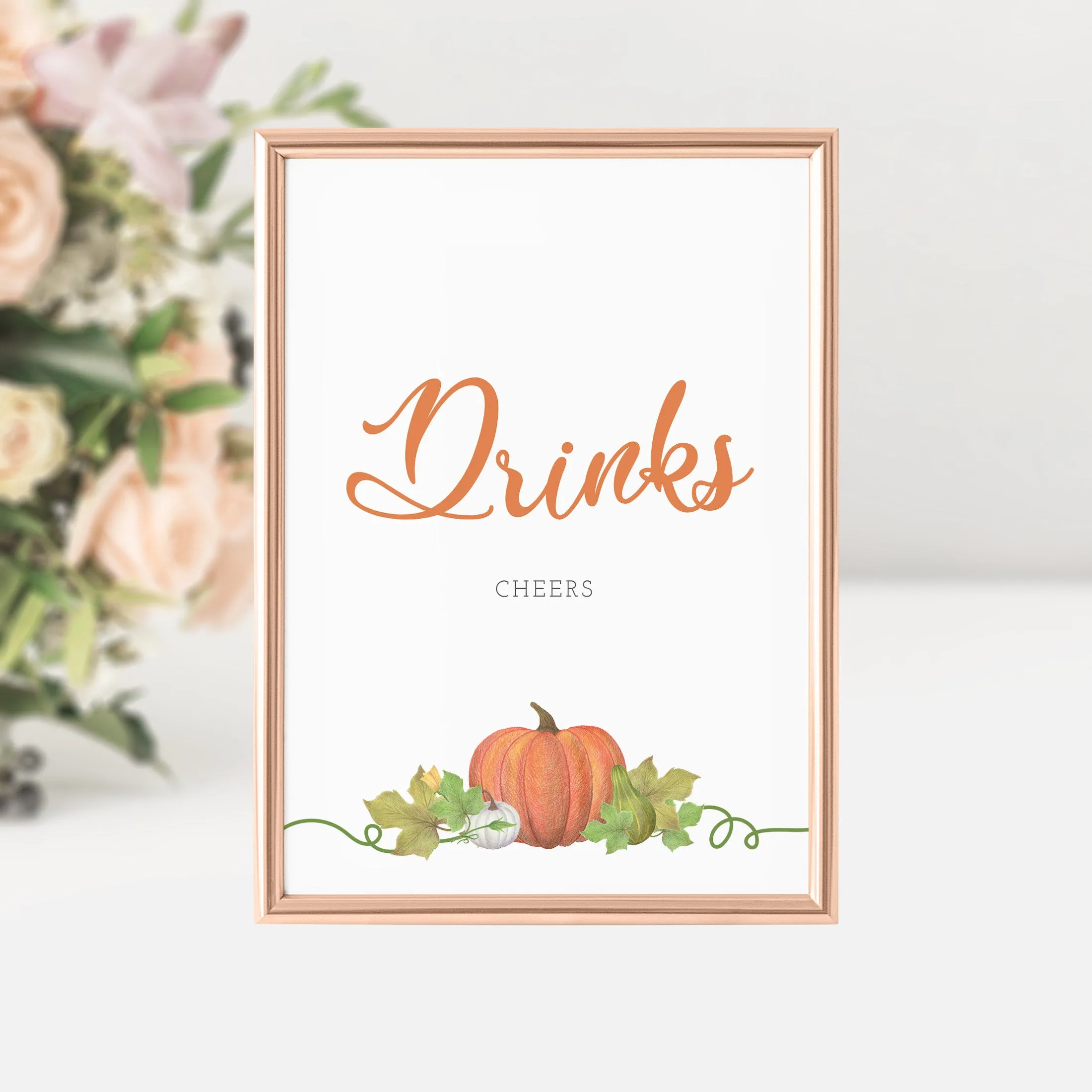 Pumpkin Drinks Sign Printable, INSTANT DOWNLOAD - HP100