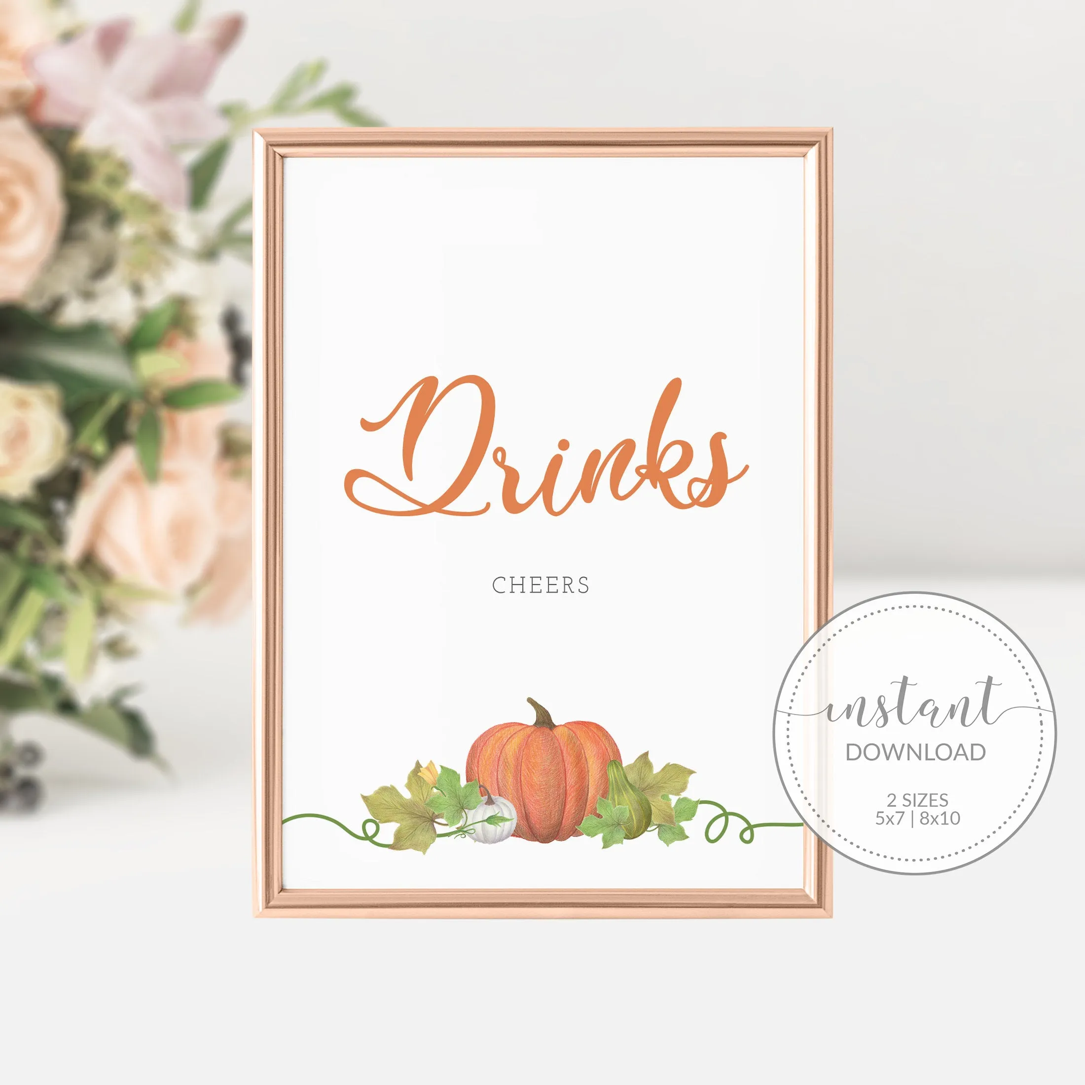 Pumpkin Drinks Sign Printable, INSTANT DOWNLOAD - HP100