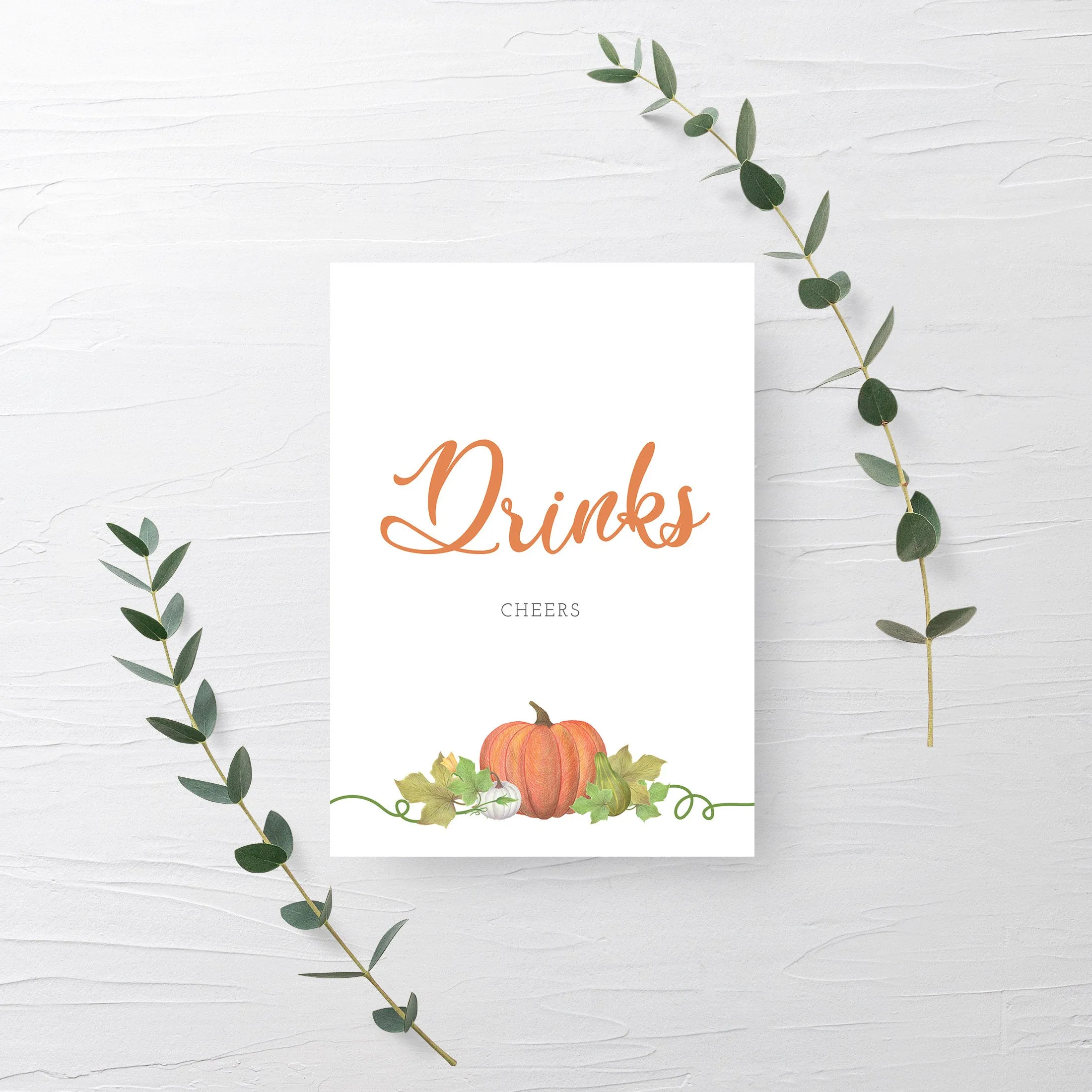 Pumpkin Drinks Sign Printable, INSTANT DOWNLOAD - HP100