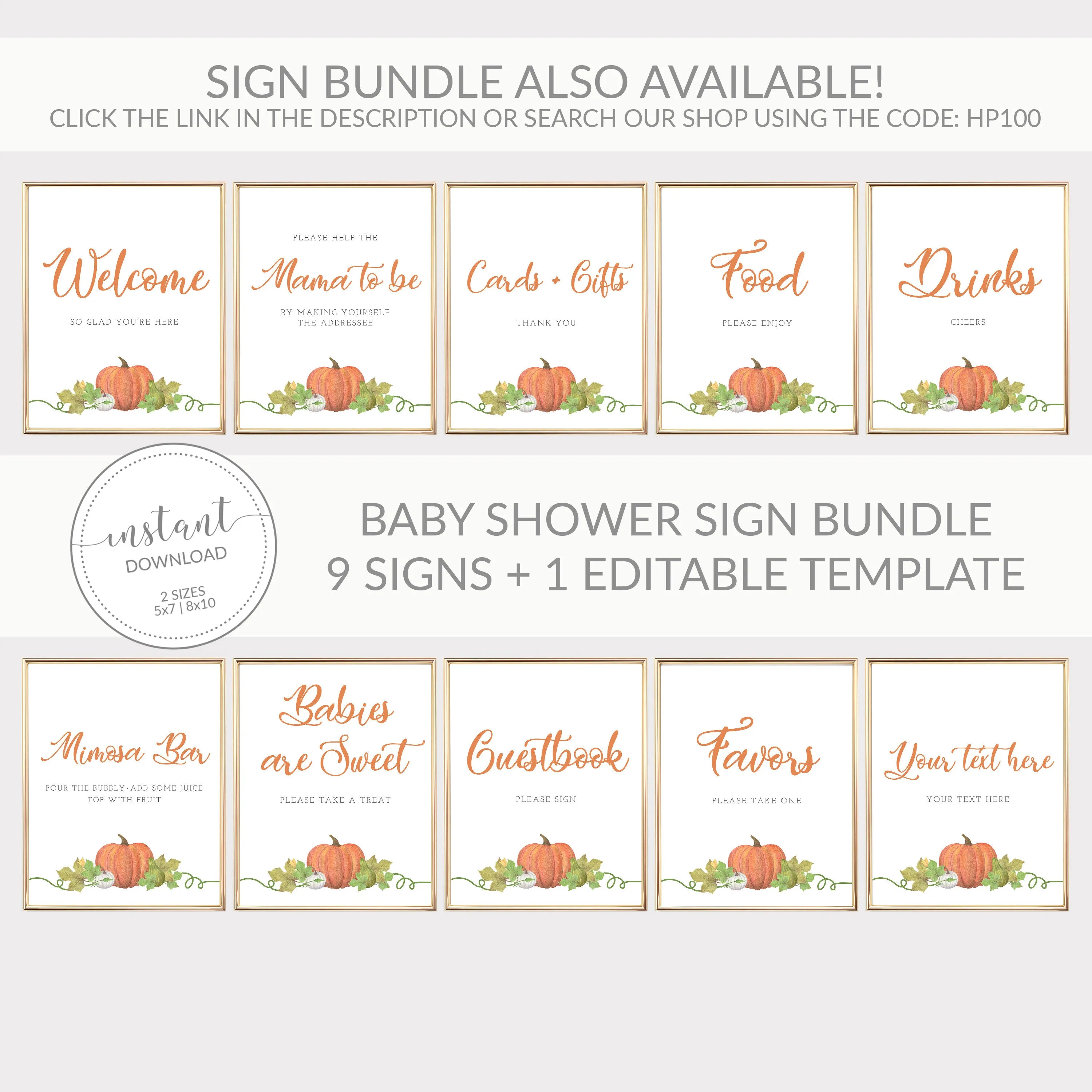 Pumpkin Favors Sign, INSTANT DOWNLOAD - HP100