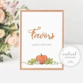 Pumpkin Favors Sign, INSTANT DOWNLOAD - HP100