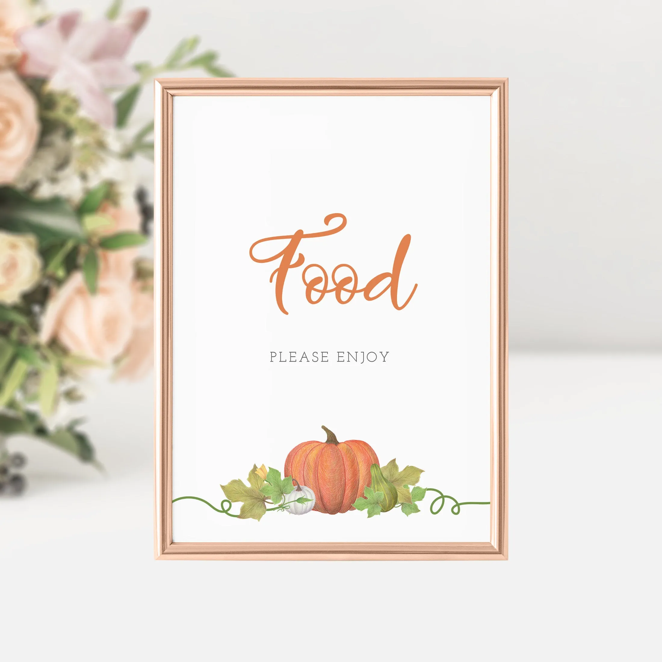 Pumpkin Food Sign Printable, INSTANT DOWNLOAD - HP100