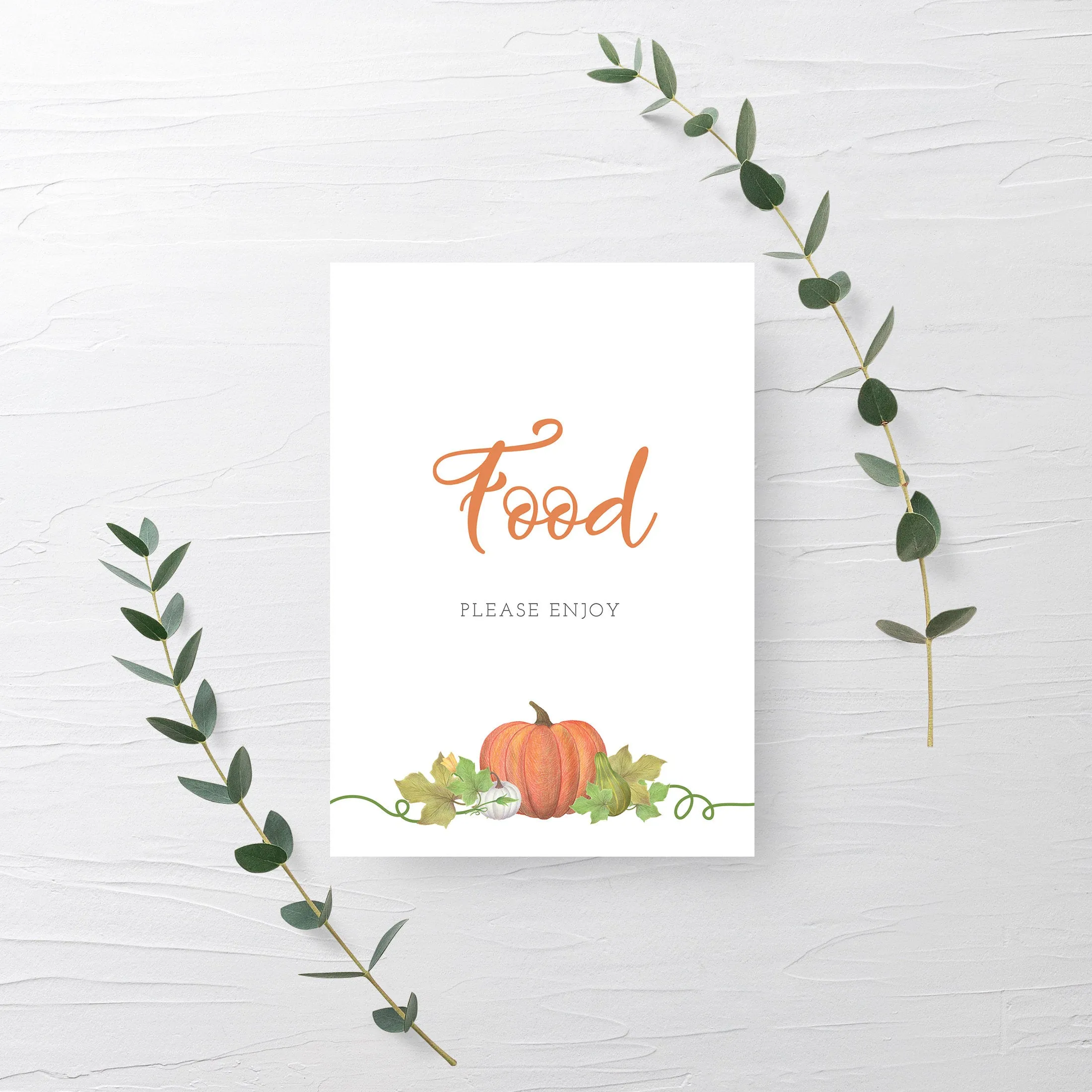 Pumpkin Food Sign Printable, INSTANT DOWNLOAD - HP100