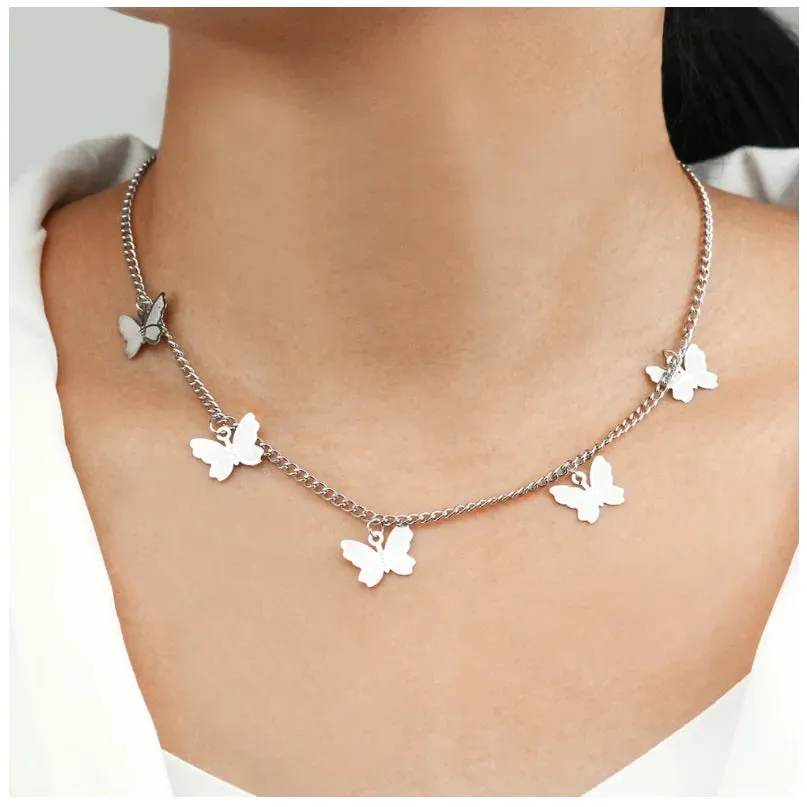 Punk Butterfly Chain Necklace