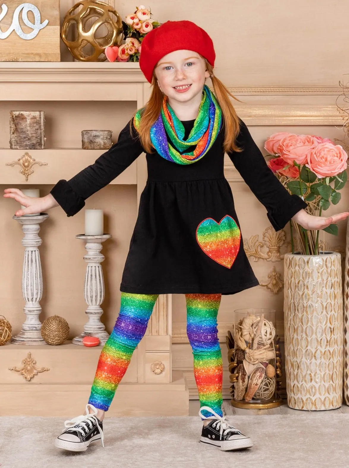 Rainbow Lovin' Tunic, Scarf And Legging Set