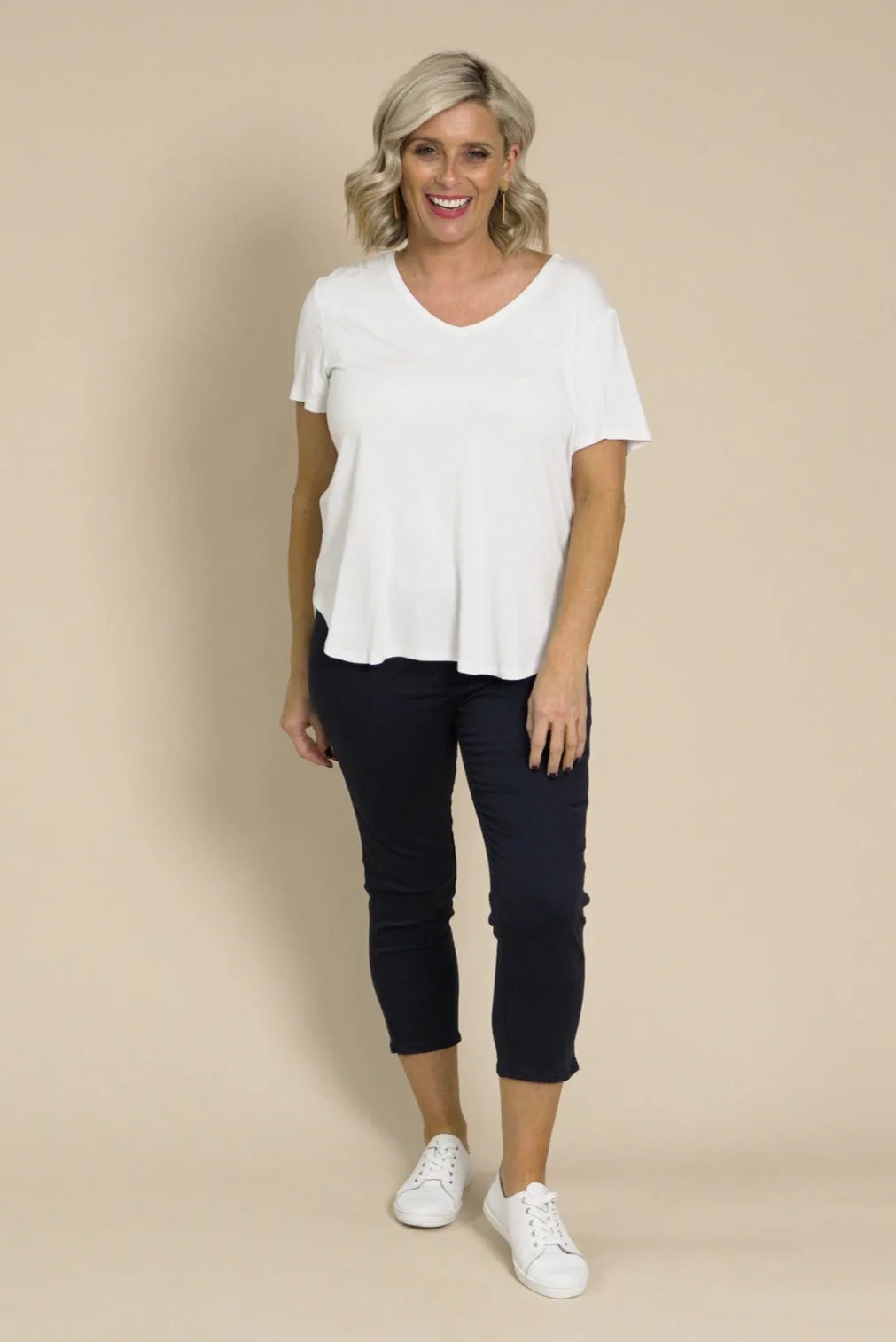 Reed Navy Stretch Cotton Capri Pants