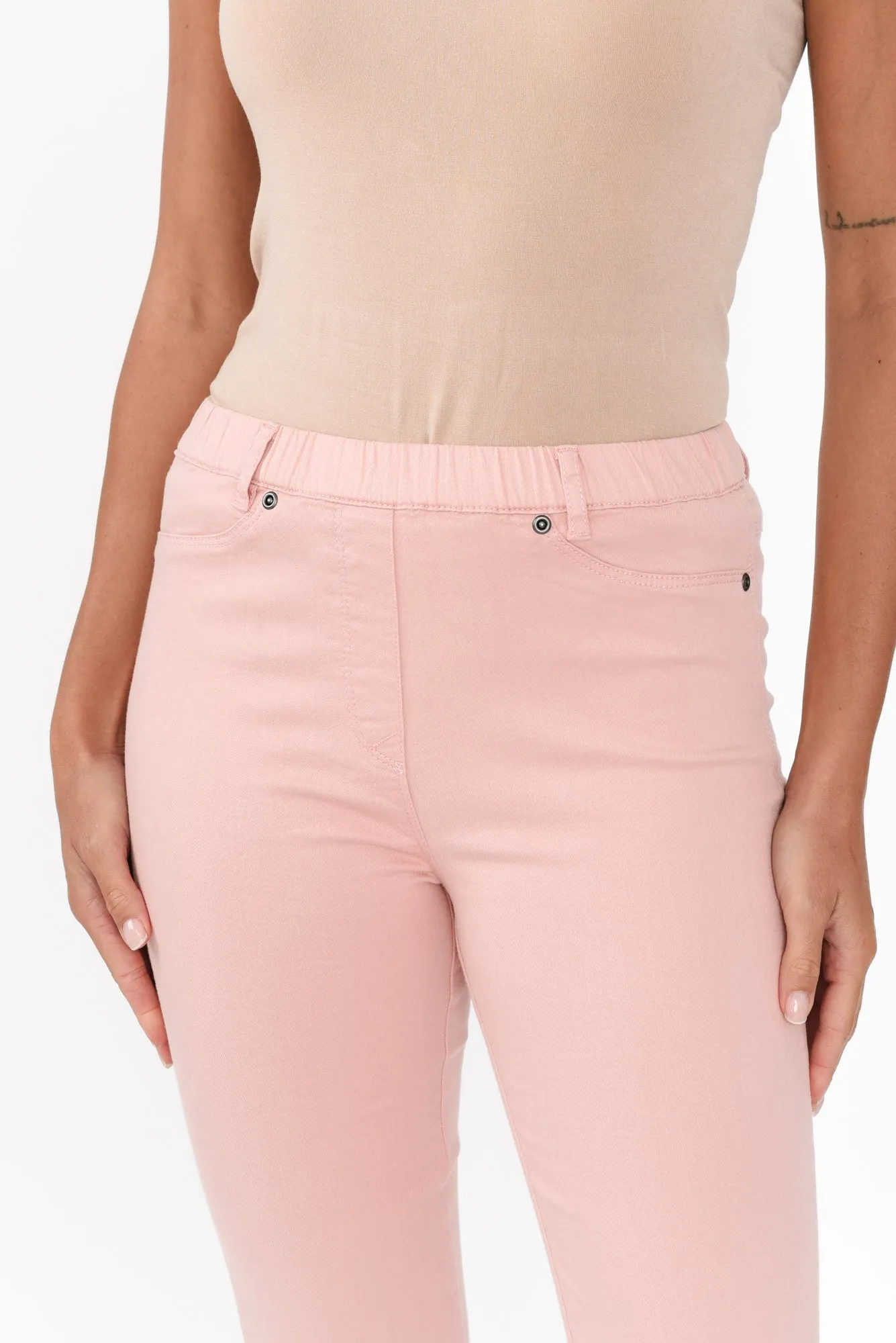 Reed Pink Stretch Cotton Capri Pants