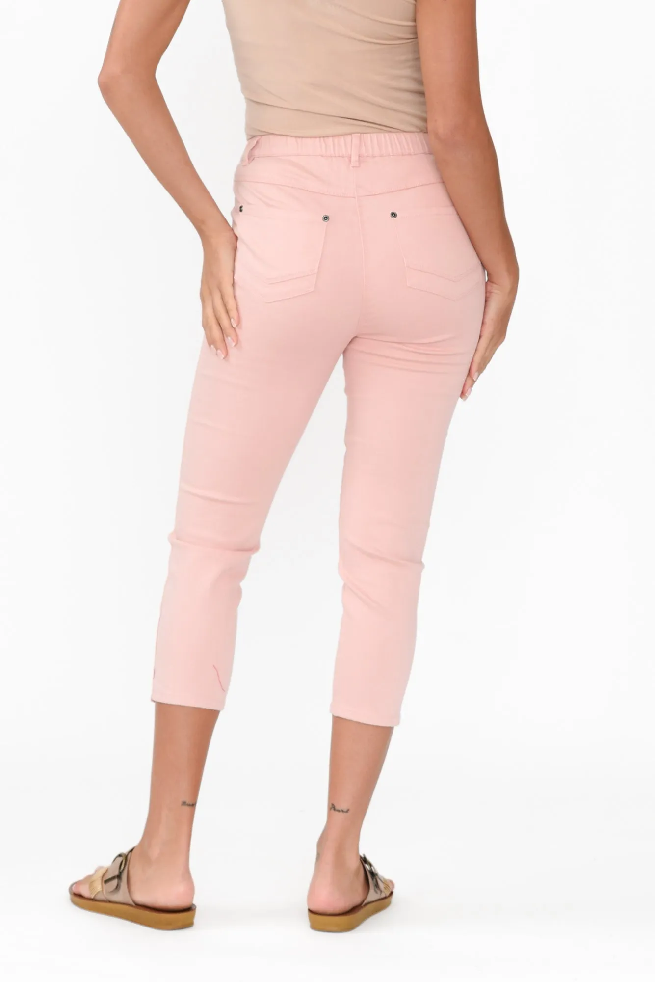 Reed Pink Stretch Cotton Capri Pants