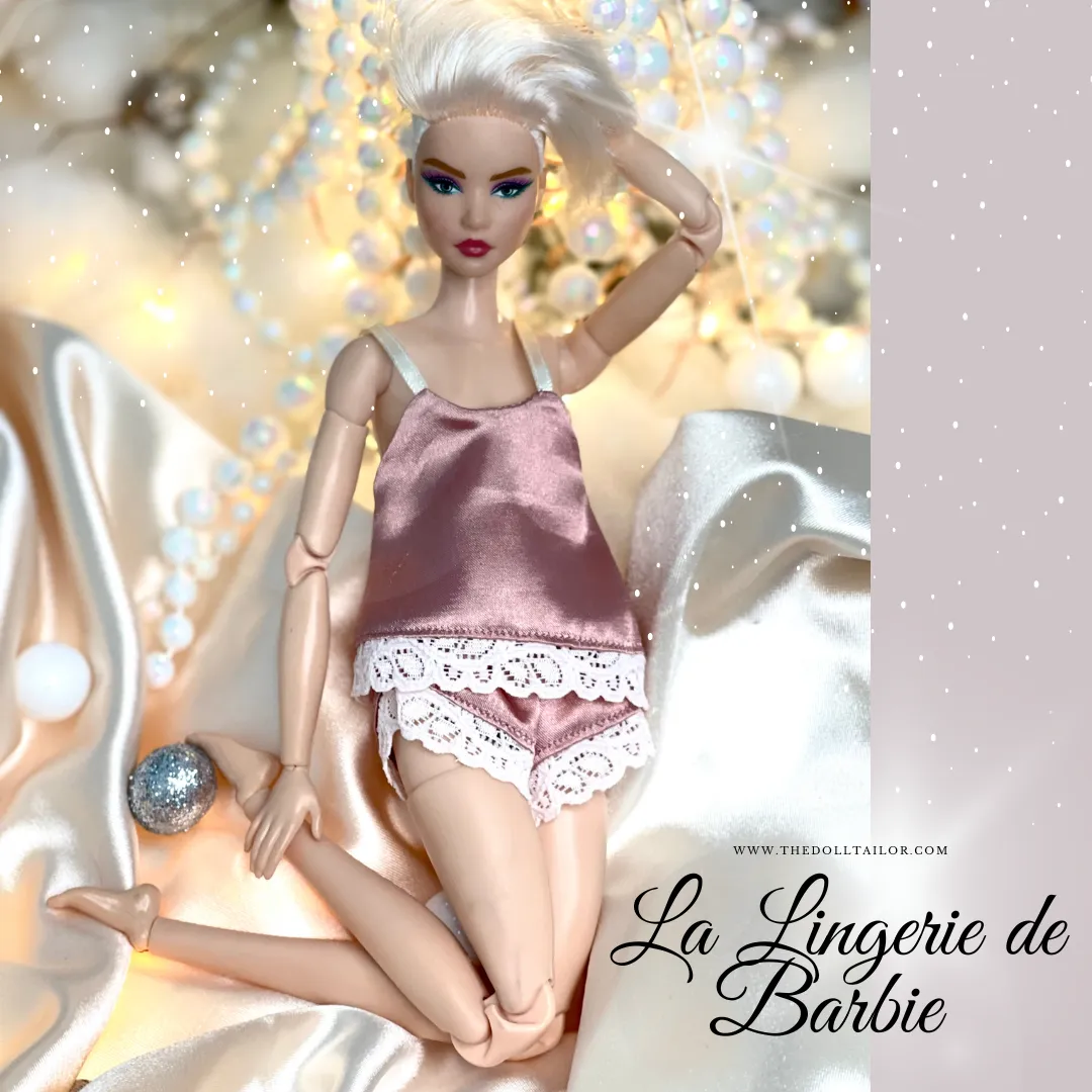 Rose satin pajamas for Barbie Doll