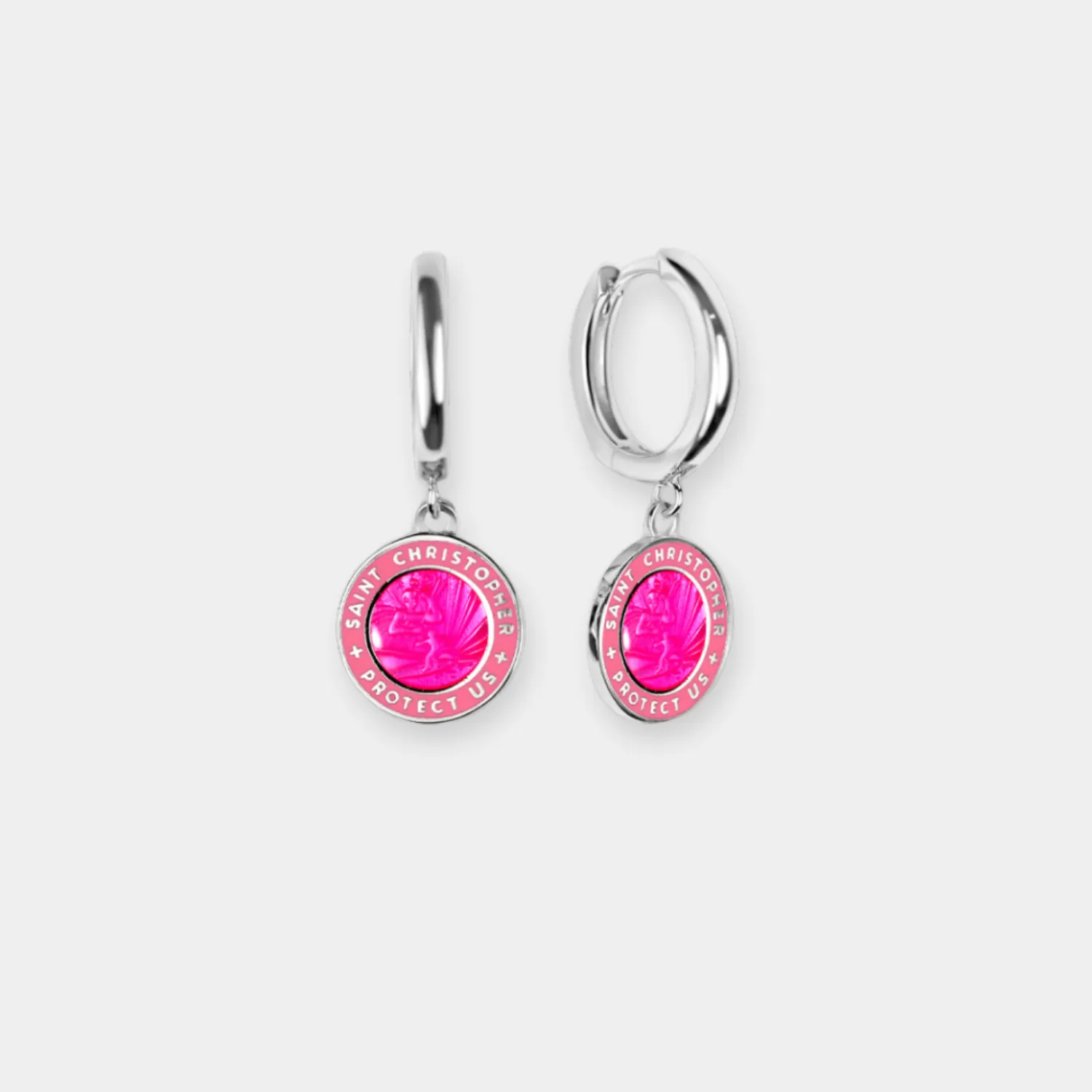 St. Christopher Earrings - Pink / Pink