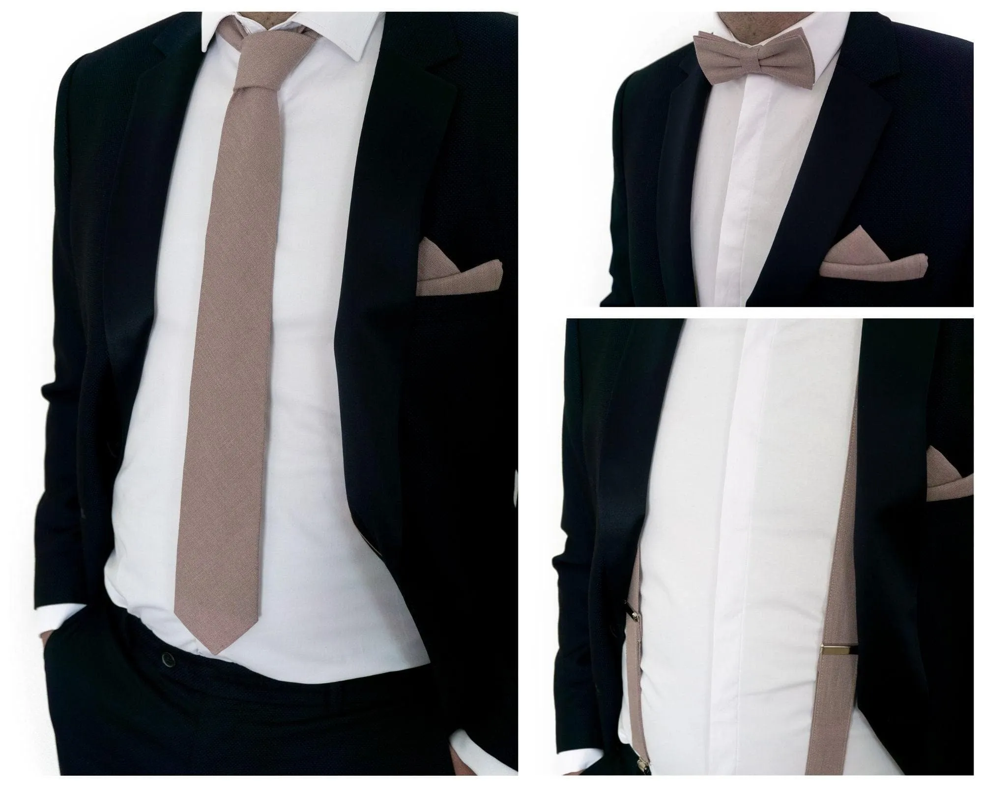 Taupe Wedding Necktie Set for Men