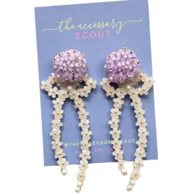 THE ACCESSORY SCOUT - Natalie Bow Earrings - White with Purple