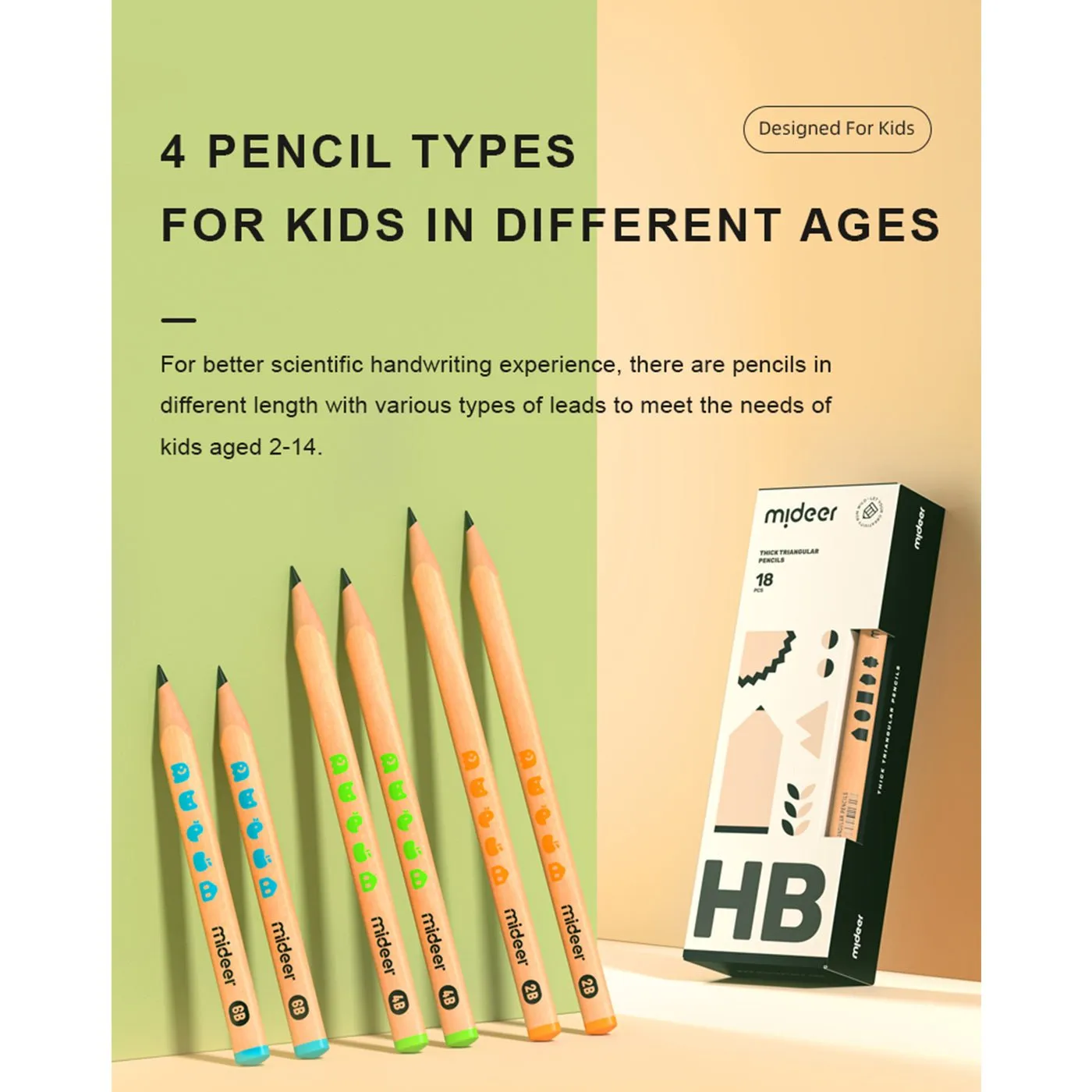 Thick Triangular Pencils - 2B 6pcs