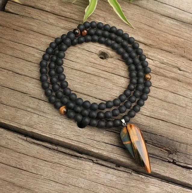 Tigers Eye & Black Onyx Bracelet/Necklace/Mala Set