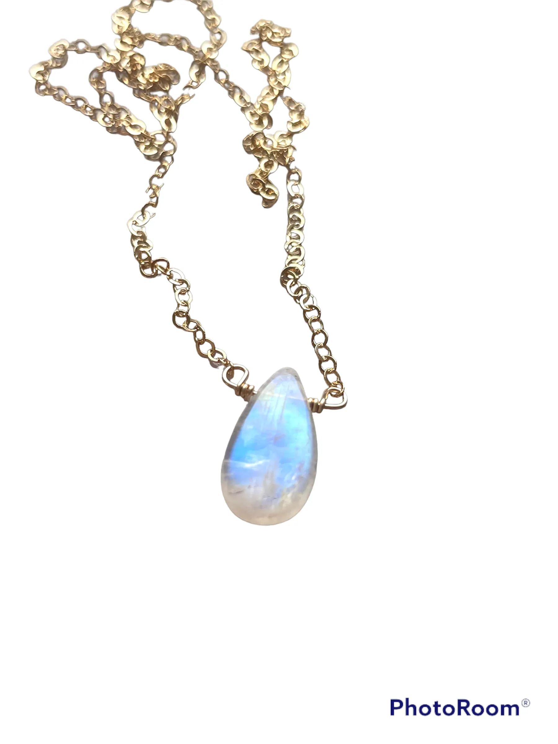 Tiny Rainbow Moonstone Pendant Necklace Sterling Silver or Gold Filled