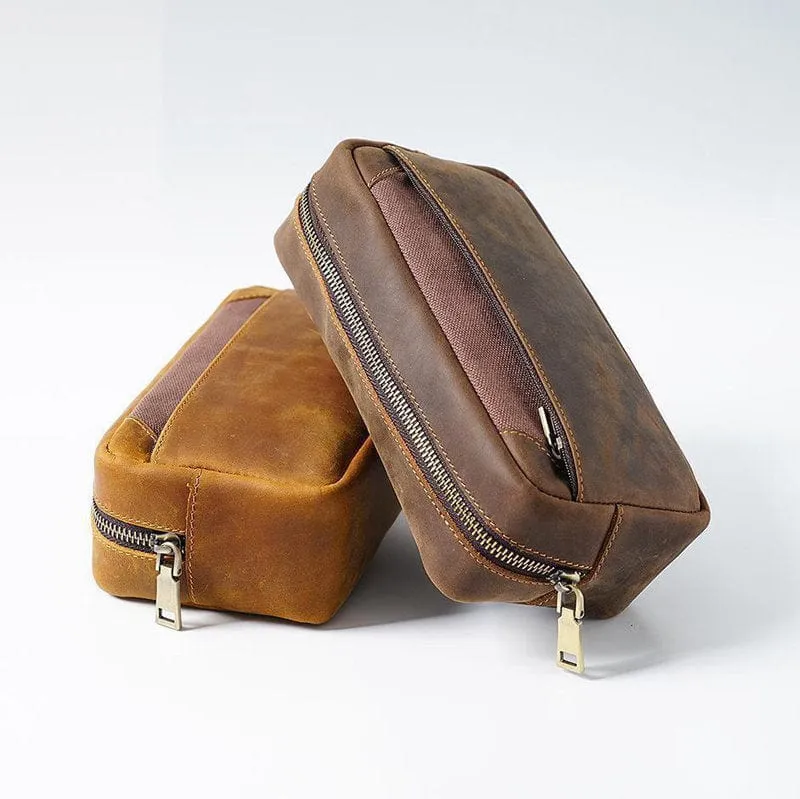 Unisex Leather Pencil Case Pen Bag