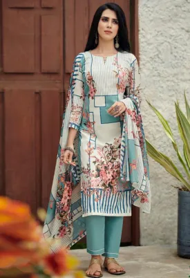 Unstitched Lawn Cotton Pakistani Suit Dress material