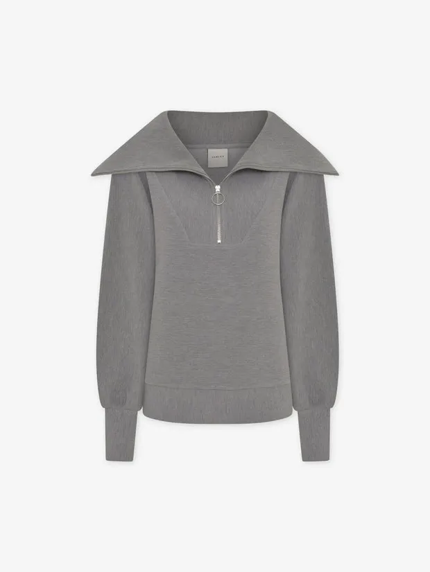 Vine Half-Zip Pullover in Grey Marl