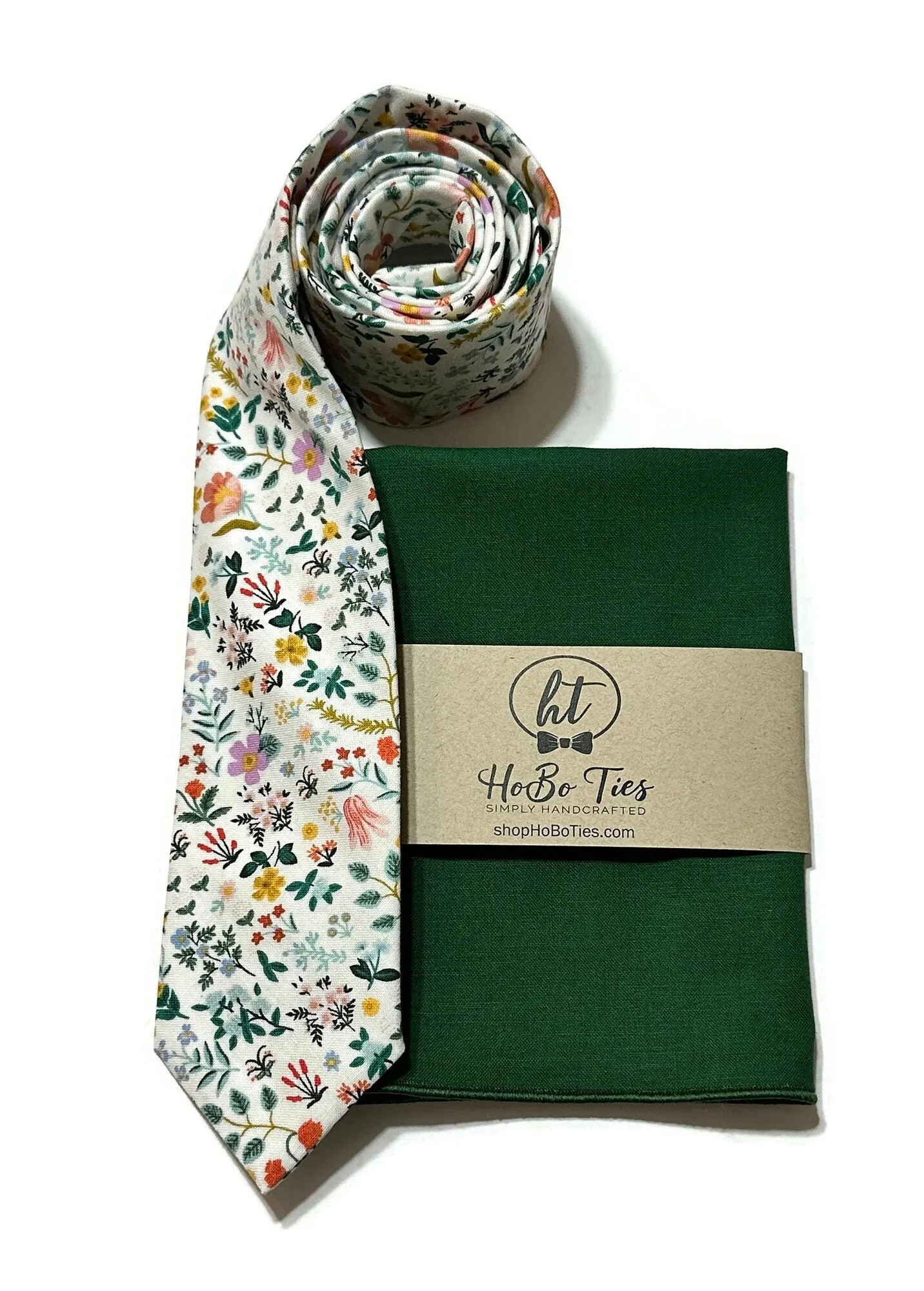 White Bramble Fields Floral Necktie